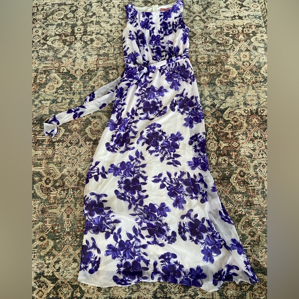 Women’s Floral Maxi Dress - Purple/White